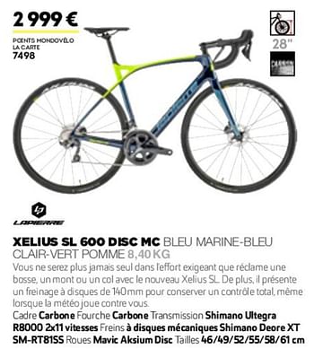 Promotions Xelius sl 600 disc mc bleu marine-bleu clair-vert pomme - Lapierre - Valide de 01/01/2019 à 31/12/2019 chez Sport 2000