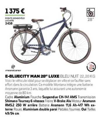 Promotions E-bluecity man 28`` luxe bleu nuit - Montana - Valide de 01/01/2019 à 31/12/2019 chez Sport 2000