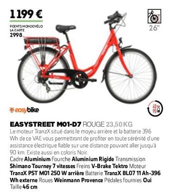 Promotions Easystreet m01-d7 rouge - Easy Bike - Valide de 01/01/2019 à 31/12/2019 chez Sport 2000