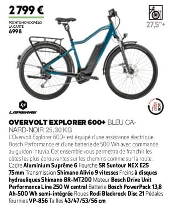 Promotions Overvolt explore 600+ blue-canard-noir - Lapierre - Valide de 01/01/2019 à 31/12/2019 chez Sport 2000