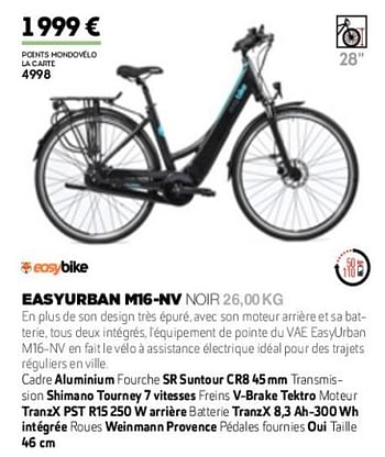 Promoties Easyurban m16-nv noir - Easy Bike - Geldig van 01/01/2019 tot 31/12/2019 bij Sport 2000