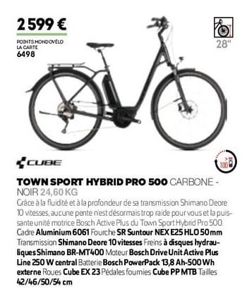Promotions Town sport hybrid pro 500 carbone-noir - Cube - Valide de 01/01/2019 à 31/12/2019 chez Sport 2000