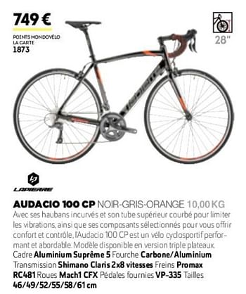 Promotions Audacio 100 cp noir-gris-orange - Lapierre - Valide de 01/01/2019 à 31/12/2019 chez Sport 2000