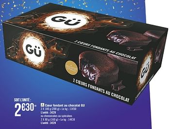 Promotions Coeur fondant au chocolat gu - Gu - Valide de 12/02/2019 à 24/02/2019 chez Géant Casino
