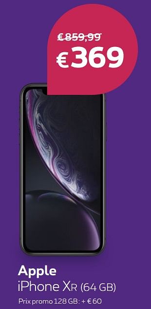 Promotions Apple iphone xr (64 gb) - Apple - Valide de 04/02/2019 à 28/02/2019 chez Proximus