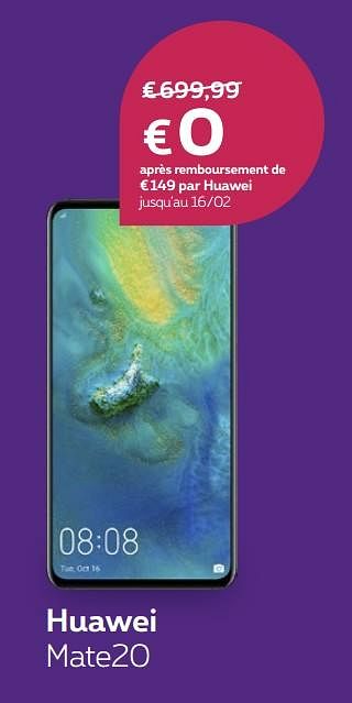 Promotions Huawei mate20 - Huawei - Valide de 04/02/2019 à 28/02/2019 chez Proximus