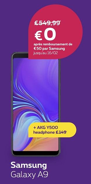 Promotions Samsung galaxy a9 - Samsung - Valide de 04/02/2019 à 28/02/2019 chez Proximus