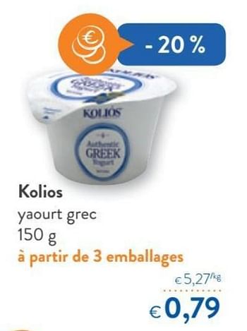 Promotions Kolios yaourt grec - Kolios - Valide de 13/02/2019 à 26/02/2019 chez OKay