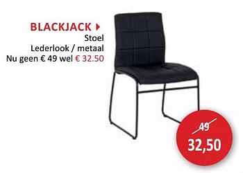 Promoties Blackjack stoel lederlook - metaal - Huismerk - Weba - Geldig van 13/02/2019 tot 14/03/2019 bij Weba