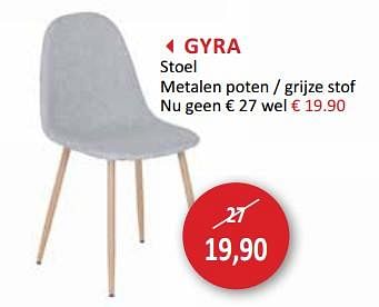 Promoties Gyra stoel metalen poten - grijze stof - Huismerk - Weba - Geldig van 13/02/2019 tot 14/03/2019 bij Weba
