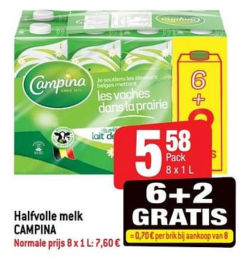 Promoties Halfvolle melk campina - Campina - Geldig van 20/02/2019 tot 26/02/2019 bij Smatch
