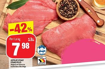 Promoties Gepelde steaks steaks peles - Huismerk - Match - Geldig van 20/02/2019 tot 26/02/2019 bij Match