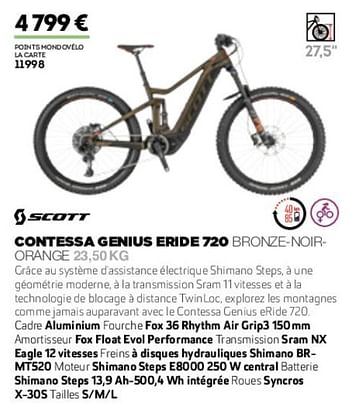 Promotions Contessa genius eride 720 bronze noir-orange - Scott - Valide de 01/01/2019 à 31/12/2019 chez Sport 2000