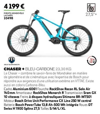 Promotions Chaser + blue-carbone - Mondraker  - Valide de 01/01/2019 à 31/12/2019 chez Sport 2000