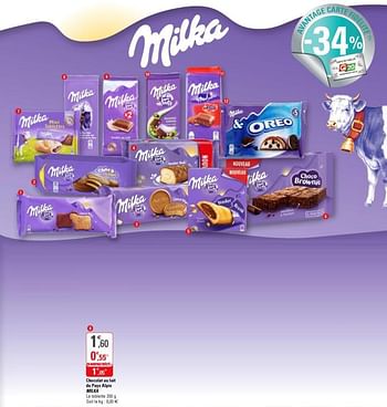 Promotions Chocolat au lait du pays alpin milka - Milka - Valide de 13/02/2019 à 24/02/2019 chez G20