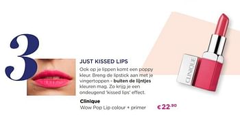 Promoties Clinique wow pop lip colour + primer - CLINIQUE - Geldig van 18/02/2019 tot 10/03/2019 bij ICI PARIS XL
