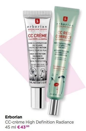 Promoties Erborian cc-crème high definition radiance - Erborian - Geldig van 18/02/2019 tot 10/03/2019 bij ICI PARIS XL