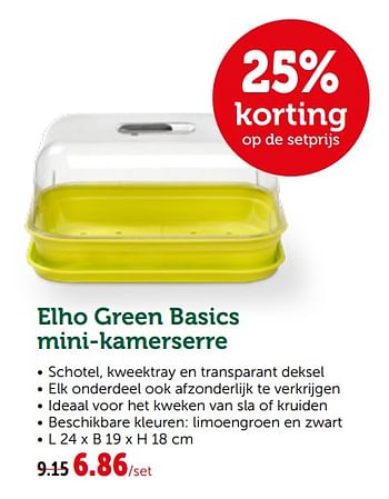 Promoties Elho green basics mini-kamerserre - Elho - Geldig van 26/02/2019 tot 10/03/2019 bij Aveve