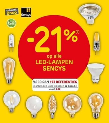 Promoties -21% op alle led-lampen sencys - Sencys - Geldig van 26/02/2019 tot 11/03/2019 bij Brico