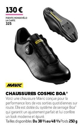 Promotions Chaussures cosmic boa - Mavic - Valide de 01/01/2019 à 31/12/2019 chez Sport 2000