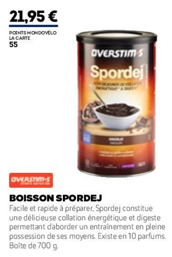 Promotions Boisson spordej - Overstim's - Valide de 01/01/2019 à 31/12/2019 chez Sport 2000
