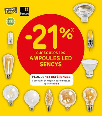 Promotions -21% sur toutes les ampoules led sencys - Sencys - Valide de 26/02/2019 à 11/03/2019 chez Brico