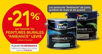 Promotions -21% sur toutes les peintures murales ambiance levis - Levis - Valide de 26/02/2019 à 11/03/2019 chez Brico