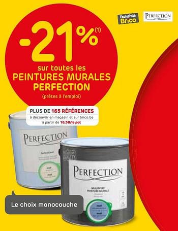 Promotions -21% sur toutes les peintures murales perfection - Perfection - Valide de 26/02/2019 à 11/03/2019 chez Brico