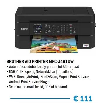 Promoties Brother aio printer mfc-j491dw - Brother - Geldig van 15/02/2019 tot 15/04/2019 bij Exellent