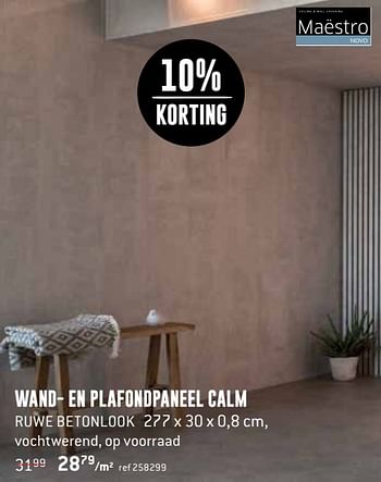 Promoties Wand- en plafondpaneel calm - Maestro - Geldig van 20/02/2019 tot 10/03/2019 bij Freetime