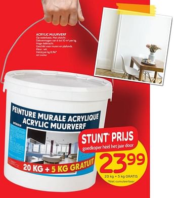 Promoties Acrylic muurverf - Huismerk - BricoPlanit - Geldig van 27/02/2019 tot 11/03/2019 bij BricoPlanit