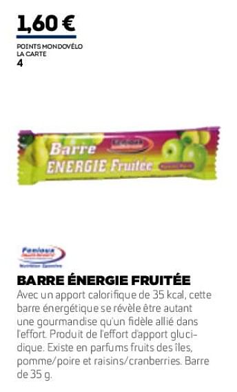 Promotions Barre énergie fruitée - Fenioux Multisports - Valide de 01/01/2019 à 31/12/2019 chez Sport 2000