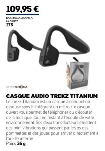 Promotions Casque audio trekz titanium - Aftershokz - Valide de 01/01/2019 à 31/12/2019 chez Sport 2000