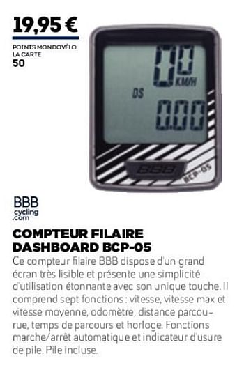 Promotions Compteur filaire dashboard bcp-05 - BBB - Valide de 01/01/2019 à 31/12/2019 chez Sport 2000