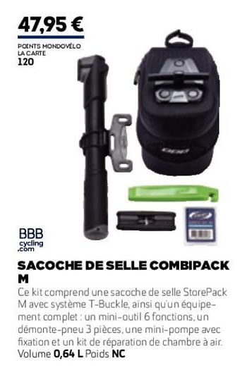 Promotions Sacoche de selle combipack m - BBB - Valide de 01/01/2019 à 31/12/2019 chez Sport 2000