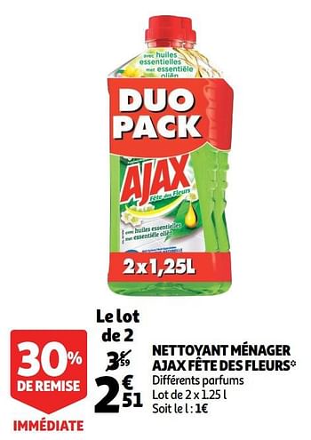 Promotions Nettoyant ménager ajax fête des fleurs - Ajax - Valide de 20/02/2019 à 26/02/2019 chez Auchan Ronq