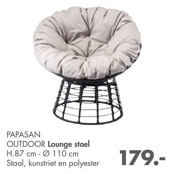 Promotions Papasan outdoor lounge stoel - Produit maison - Casa - Valide de 21/02/2019 à 30/09/2019 chez Casa