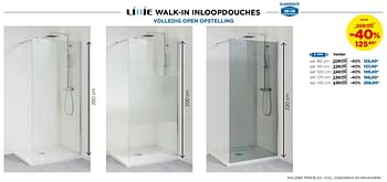 Promotions Walk-in inloopdouches volledig open opstelling helder - Linie - Valide de 25/02/2019 à 31/03/2019 chez X2O