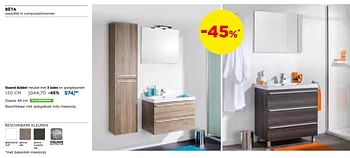 Promoties Bèta wastafel in composietmarmer staand dubbel meubel met 3 lades en spiegelpaneel - Storke - Geldig van 25/02/2019 tot 31/03/2019 bij X2O