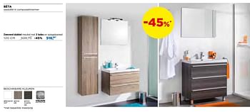 Promoties Bèta wastafel in composietmarmer zwevend dubbel meubel met 2 lades en spiegelpaneel - Storke - Geldig van 25/02/2019 tot 31/03/2019 bij X2O