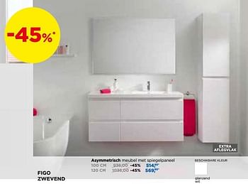 Promotions Figo zwevend asymmetrisch meubel met spiegelpaneel - Linie - Valide de 25/02/2019 à 31/03/2019 chez X2O