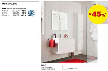 Promotions Figo zwevend enkel meubel met spiegelpaneel - Linie - Valide de 25/02/2019 à 31/03/2019 chez X2O