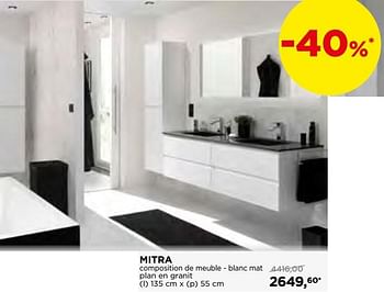 Promoties Mitra composition de meuble - blanc mat plan en granit - Balmani - Geldig van 25/02/2019 tot 31/03/2019 bij X2O