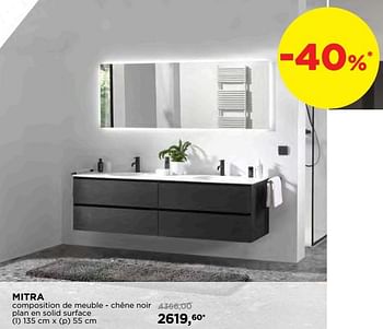 Promotions Mitra composition de meuble - chêne noir plan en solid surface - Balmani - Valide de 25/02/2019 à 31/03/2019 chez X2O