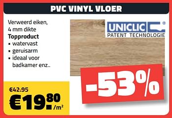 Promoties Pvc vinyl vloer - Uniclic - Geldig van 27/02/2019 tot 31/03/2019 bij Bouwcenter Frans Vlaeminck