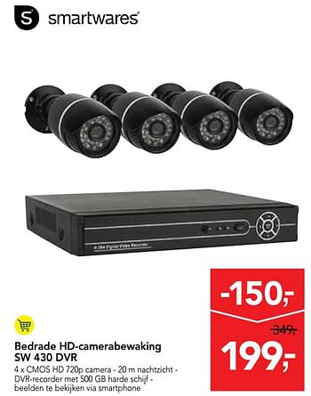 Promoties Smartwares bedrade hd-camerabewaking sw 430 dvr - Smartwares - Geldig van 27/02/2019 tot 12/03/2019 bij Makro