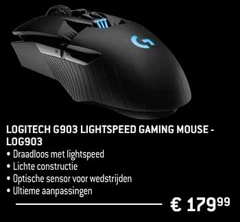 Promoties Logitech g903 lightspeed gaming mouse - log903 - Logitech - Geldig van 15/02/2019 tot 15/04/2019 bij Exellent