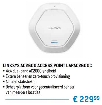 Promoties Linksys ac2600 access point lapac2600c - Linksys - Geldig van 15/02/2019 tot 15/04/2019 bij Exellent