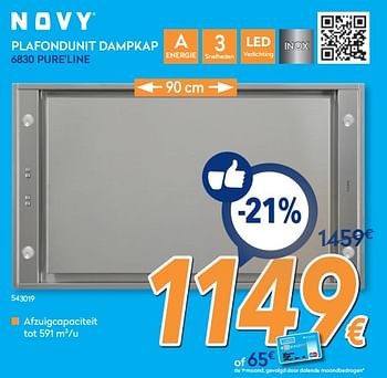 Promoties Novy plafondunit dampkap 6830 pure`line - Novy - Geldig van 25/02/2019 tot 24/03/2019 bij Krefel