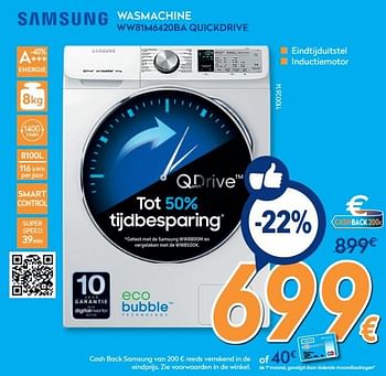Promoties Samsung wasmachine ww81m6420ba quickdrive - Samsung - Geldig van 25/02/2019 tot 24/03/2019 bij Krefel